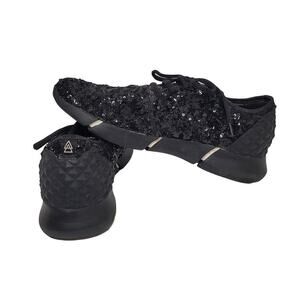 ELENA IACHI Lace up Sneaker Black with Glitter Black Holographic Women's 40